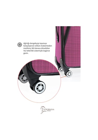 Büyük Boy 4 Teker Kumaş Valiz Pembe 1081 Pembe
