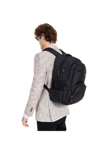 Dada 04 Siyah Laptop Sırt Çantası 14-15,6 İnç Usb Aparat Ortopedik Sırt  Darbe Emici Koruma