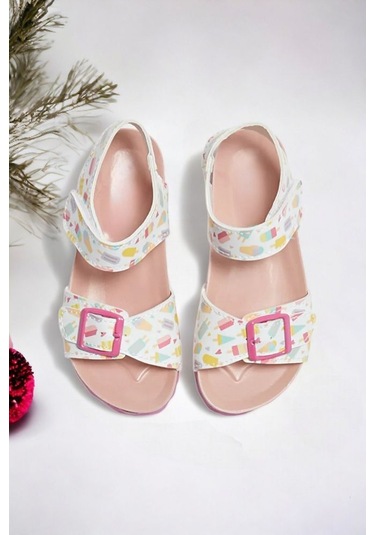Çocuk Dondurma Desenli Renkli Sandalet 001