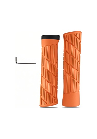 Monyee Mountain Bike Silikon El Tutucuları: Kaymazsız, Şok Emici, Kilitlebilir - Turuncu Çift, Bisiklet Aksesuarı Çok Renkli