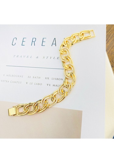 Kadın Bileklik Kalın Samanyolu Bileklik Kuyumcu Model Gold 18 Cm Gold