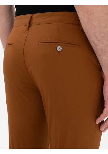 Cacharel Açık Kahverengi Slim Fit Pamuk Karışımlı Kanvas Pantolon