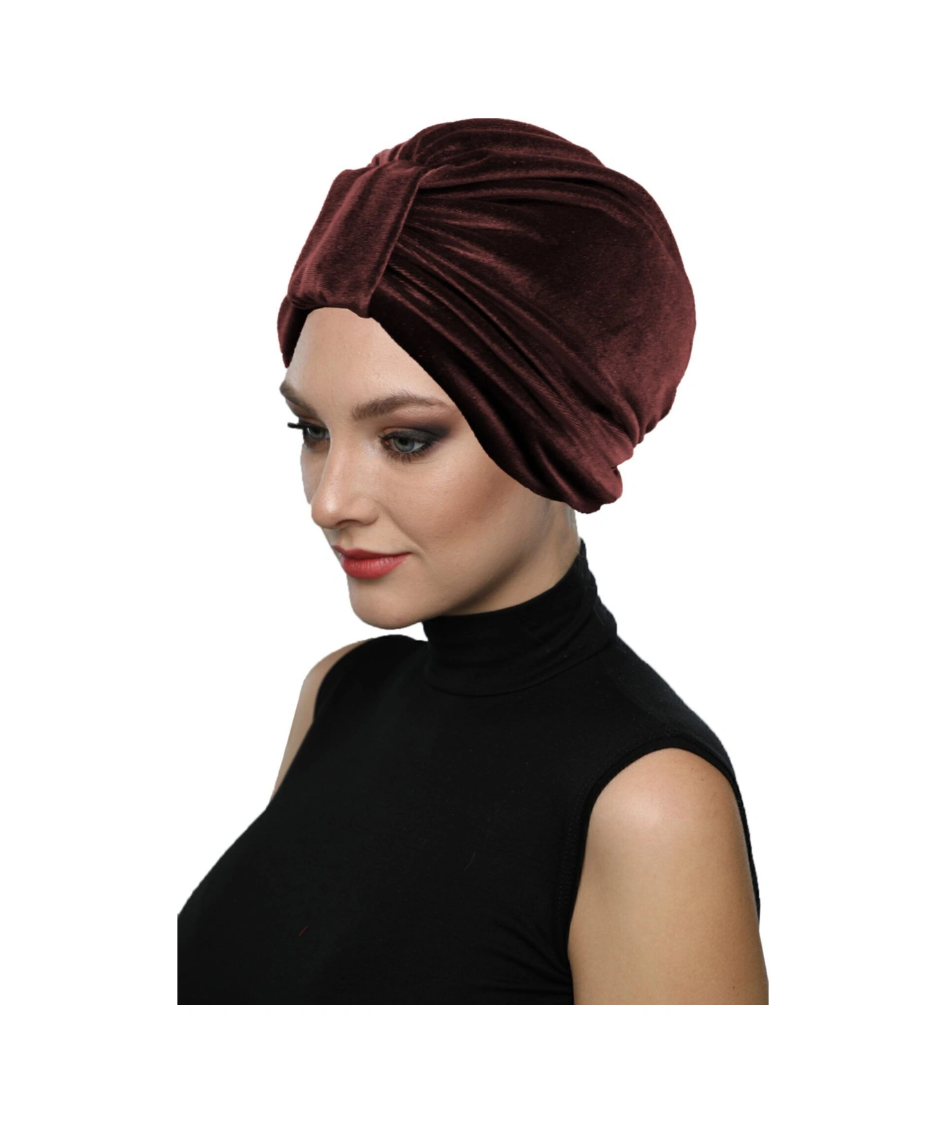 Kadife Kardelen Astarlı Kahve Hazır Türban Tesettür Bone Kahve