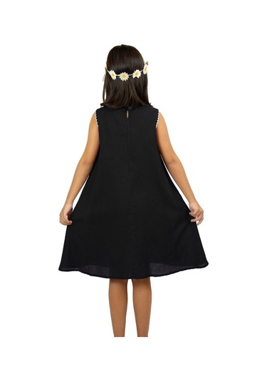 Ece Şile Bezi Kız Çocuk Elbise Siyah Syh