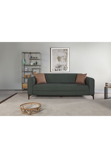 Ferranti Yataklı Sandıklı Üçlü Kanepe Yeşil Yeşil