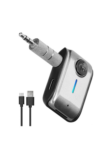 Jeehugo Bt5.3 Araç Aux Alıcı, Hands-free Arama, Tf Kart Desteği, 6-7 Saat Pil Süresi, Siyah-gri