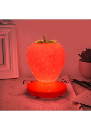 Szypzstore Dokunmatik Kısılabilir Led Gece Lambası Silikon Çilek Gece Lambası Usb Başucu Lambası Bebek Odası Dekorasyonu Için Pembe S6pbwx Pembe
