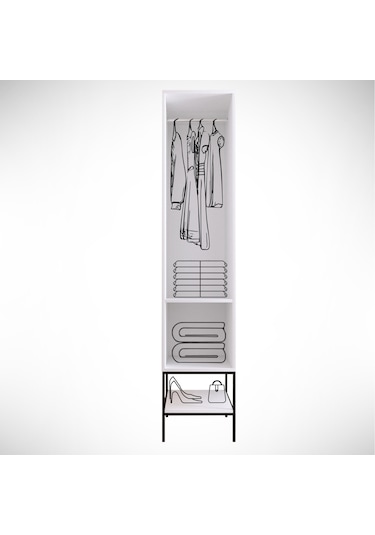 Pasific Home Martin 1 Kapaklı Gardırop Elbise Dolabı Parlak Beyaz