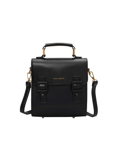 Moveevo Siyah Pu Kumaş Fransız Stili Çapraz Çanta, Çift Omuzlu/torba, Modern Ve Klasik Desen, Geniş İç Mekan, Dayanıklı Malzeme Siyah