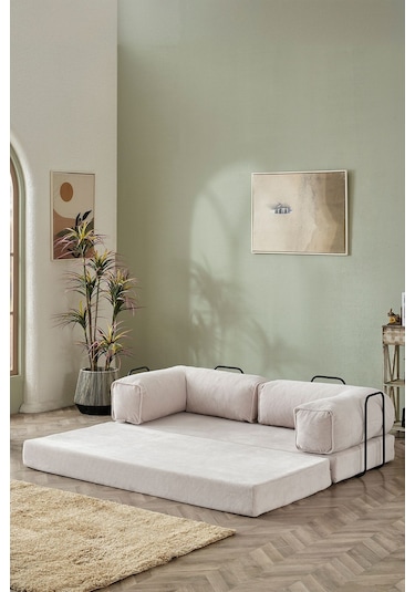 Dekoport Relax Kanepe Dinlenme Koltuğu Puffy Kanepe Yatak Olabilen Açılır Aktivite Koltuğu Beyaz