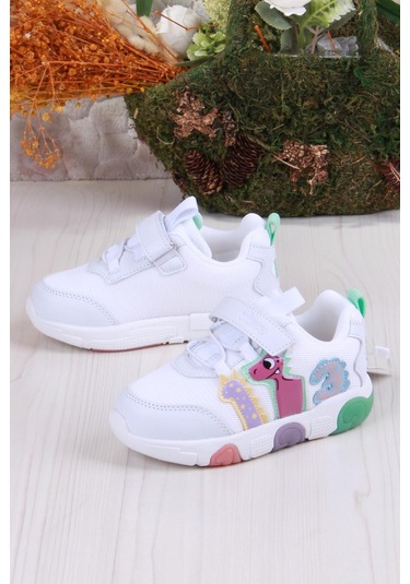 Vicco 346.b25y.160 Beyaz Yeşil Number Işıklı Kız Çocuk Ayakkabı Beyaz - Yeşil