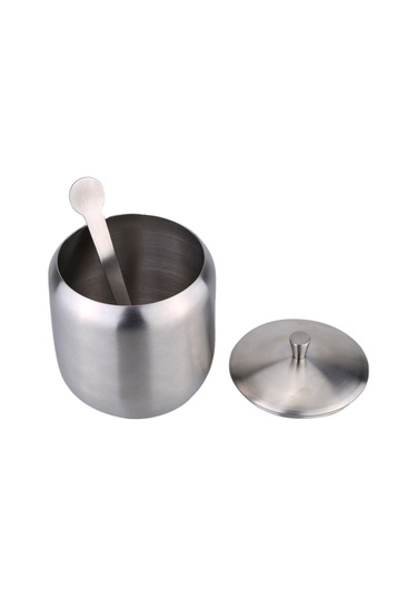 Jeemson Stanyum Çelik Baharat Kabı - Kahve Şeker Depolama Kutusu, 400ml, 12cm Kaşık İle, Mutfak Araçları Diğer