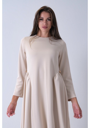 Feminist Taş Bisiklet Yaka Scuba Tesettür Elbise 4593445.50 Taş