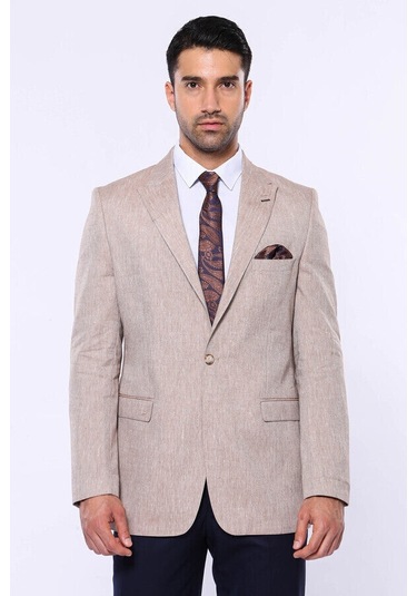 Wessi Slim-fit Sivri Yaka Açık Kahverengi Spor Ceket Açık Kahverengi