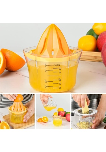 Piev Wenken 4'ü 1 Arada Rendeli Ölçülü Hazneli Limon Portakal Narenciye Sıkacağı