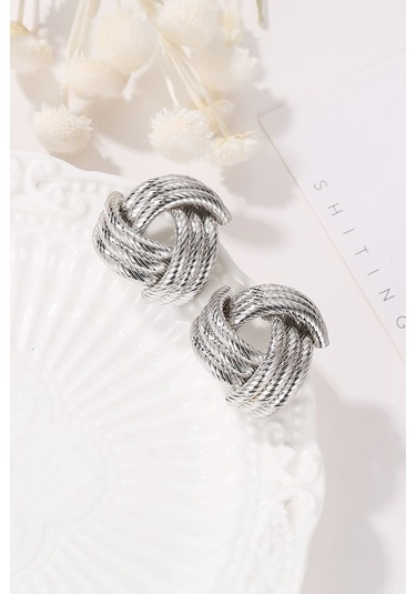 Chavin Gri Bijuteri Retro Tarz Bayan Küpe Ev19by Gri