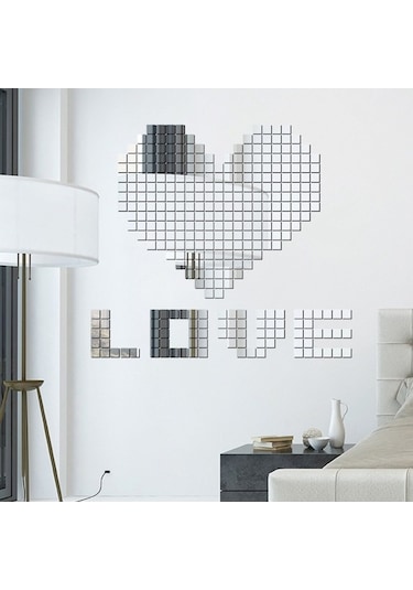 Novahub 100 Adet Kare Kristal Mozaik Ayna, Akrilik Stereo Duvar Çıkartması, Gümüş, 2x2cm Ev Oturma Odası Diğer