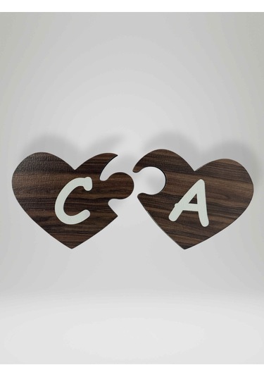 C Harfi Sol Parça Ahşap Puzzle Kalp Harf Magnet Buzdolabı Süsü İkili Uyumlu Kod:992