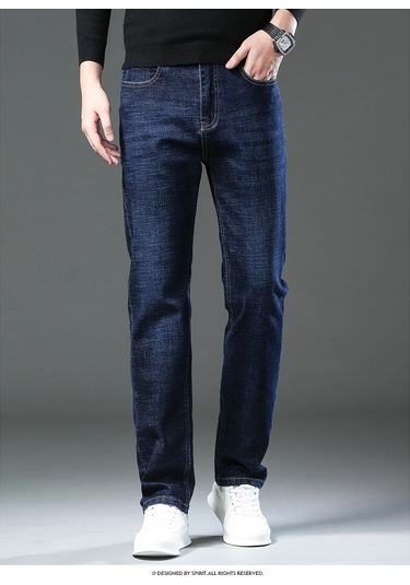 Yeni Düz Elastik Günlük Trend Erkek Kot Pantolonu Siyah