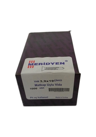 Meridyen Yhb Matkap Uçlu Vida 3.9 x 19 MM 1000'li
