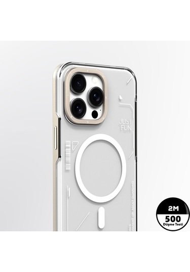 İphone 16 Pro Max Uyumlu Kılıf Magsafe Şarj Özellikli Çıkarılabilir Arka Yüzeyli Youngkit Mecha Gold