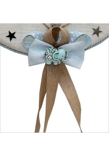 Süslebabypartystore Fil Temalı Ahşap Pano 35Cm Kapı Süsü - Mavi