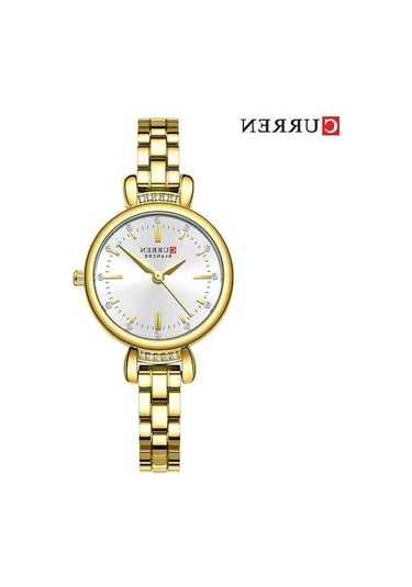 Yingfu Curren 9098 Kadın Kol Saati - Paslanmaz Çelik Beyaz Kadranlı Moda Saat Altın/ Altın