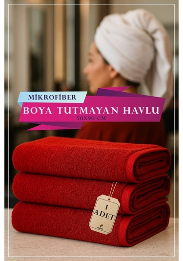 1 Adet 50 X 90 Cm Mikrofiber Havlu, Boya Tutmaz Havlu, Yüksek Sıvı Emer, Güzellik Merkezi Havlusu Kırmızı
