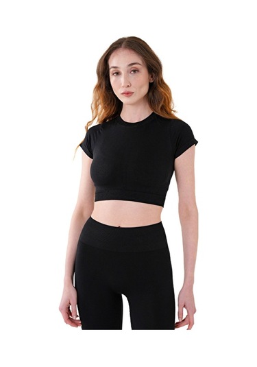 Musclecloth Nova Seamless Crop T-shirt Siyah