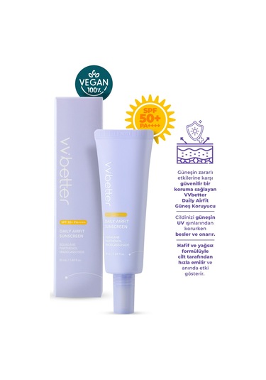 Vvbetter Daily Airfit Sunscreen Nemlendirici Güneş Kremi SPF50 50 ML