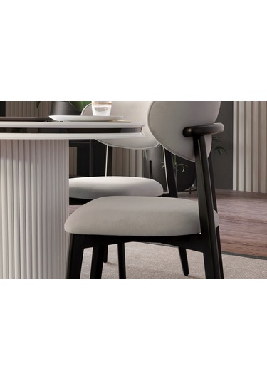 Polo Ahşap Bohem Sandalye Siyah - Krem