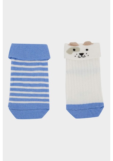 DeFacto Erkek Bebek Kaydırmaz Taban 2'li Pamuklu Uzun Çorap E4981A5NSKR1 Çok Renkli