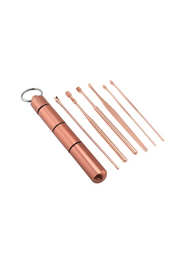 Vkemall Pembe Altın Renkli 6 Parça Paslanmaz Çelik Kulak Kazıcı Seti - Ev Kullanıma Uygun, Taşınabilir Ve Dayanıklı Diğer