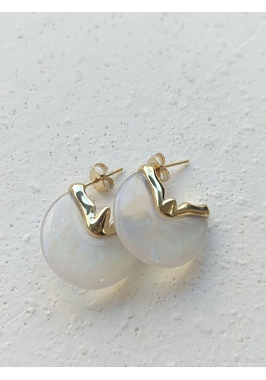 Ay Taşı Çelik Küpe Altın