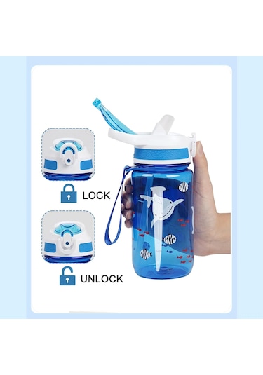 Hangfox 600ml Mor Çocuk Pipetli Su Bardakası - Bpa-free Sağlıklı Materyal, Güvenlik Kilitli, Spor Ve Okul İçin Taşınabilir Mor