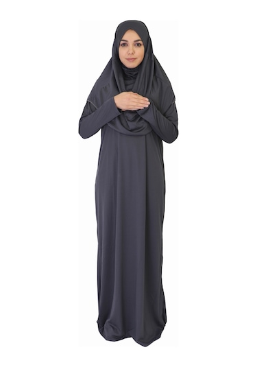 Antrasit Gri Fermuarsız Namaz Elbisesi Antrasit - Gri