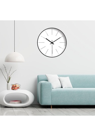 Suntek Sessiz Hareketsiz Pille Çalışır Ofis Duvar Saati Beyaz - Siyah Siyah - Beyaz