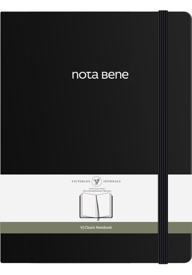 Nota Bene Classic Sert Kapak Defter, 19x25 Cm, Çizgili Siyah