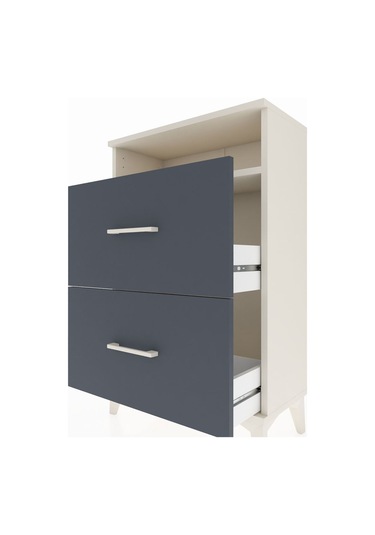 Arges Komodin Tek Raflı 2 Çekmeceli 60x30x96 Aytaşı-antrasit Aytaşı