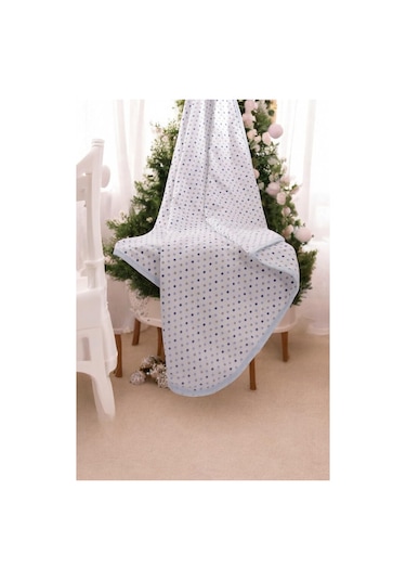 Puantiyeli Erkek Bebek Penye Battaniye 95x100cm - Buude Açık Lila