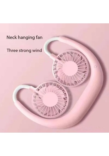 Goldenqian Usb Taşınabilir Soğuk Fan Eller Serbest Boyun Asılı Şarj Edilebilir Mini Spor 3 Hız Ayarlanabilir Boyun Çift Fan Ev Ofis Açık Seyahat 3