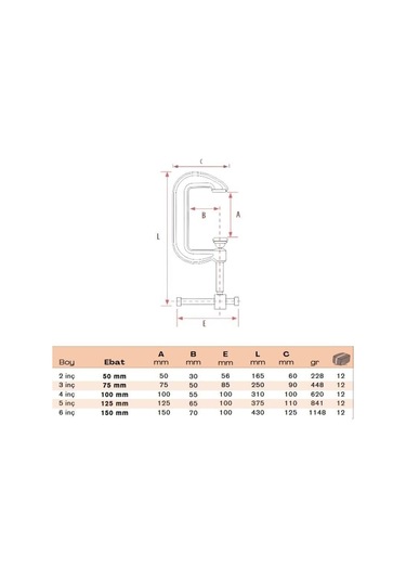 BULUT Kazancı İşkencesi Döküm C Tipi 5 inç 125 mm