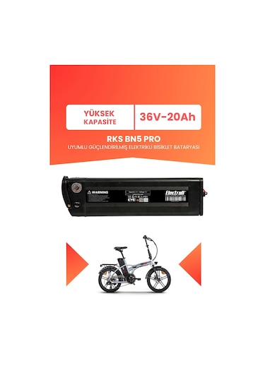 Rks Bn5 Pro Uyumlu 36v 20ah Elektrikli Bisiklet Bataryası Siyah