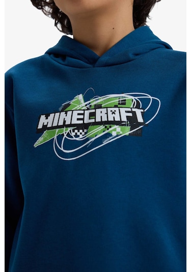 Defacto Erkek Çocuk Minecraft Kapüşonlu Sweatshirt G6915a825cwın101 İndigo-ın101 Defacto Erkek Çocuk Minecraft Kapüşonlu Sweatshirt G6915a825cwın101 İndigo-ın101