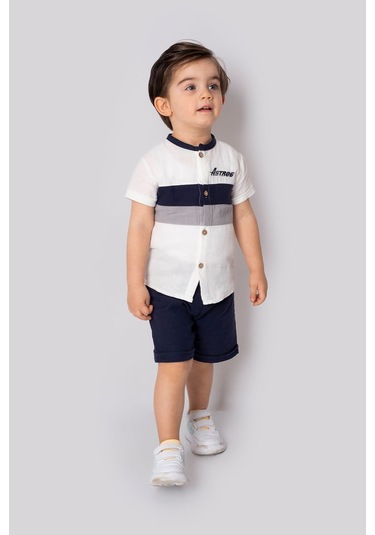 Marvello 12-18 Aylık Erkek Çocuk Garnili Kısa Kollu Takım %100 Pamuklu Yazlık Alt Üst Takım Çok Renkli
