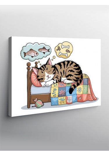 Kanvas Tablo Uyuyan Yaramaz Kedi