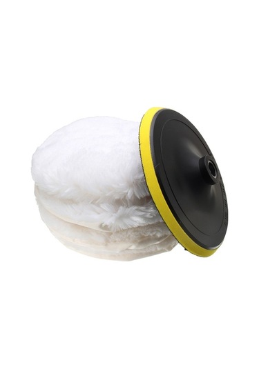 Prestigegoods 7 Yün Cila Pedi Seti - Mobilya & Araç Parlatma İçin Pratik Takım 1 Emici + 2/5/10 Ped