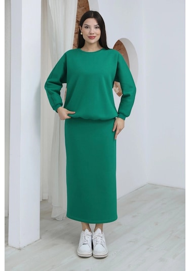 Lodmela Basic Comfort Şardonlu Etekli Takım 6073-yeşil Yeşil