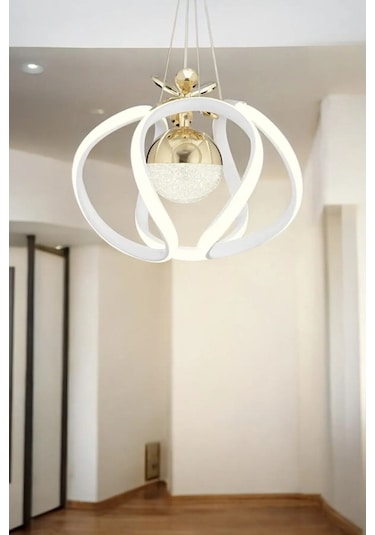 Ey-El Tasarım A++ Plus Ahtapot Beyaz Gold Led Avize Sarkıt Toplu Beyaz