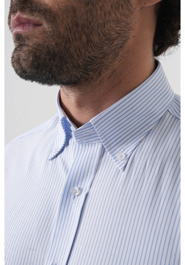 Bisse Erkek Uzun Kollu Mavi Desenli Regular Fit Gömlek Gmczg252054 C35 Mavi